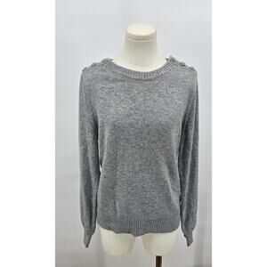 J Crew Grey Lambs Wool‎ Jewel Embelished Sweater